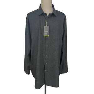 Murano Performance Tall Man Black Paisley Long Sleeve Button Up Shirt 4XT
